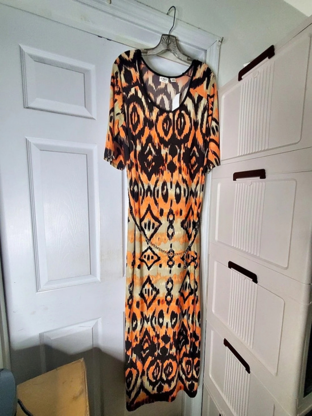 Women's Orange & Black Maxi Dress